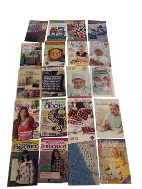 Lot Of 20 Vintage Crochet Pattern Booklets Baby Home Seasonal Projects Afghans